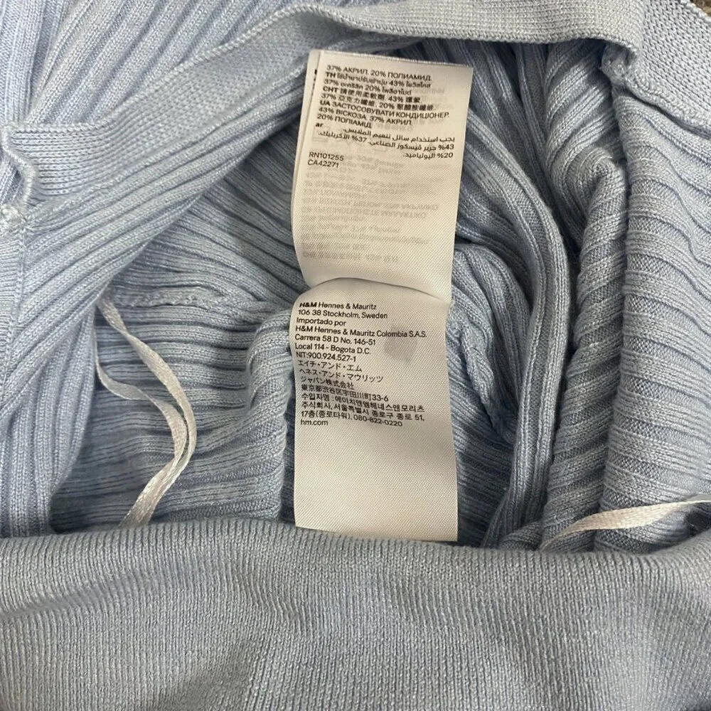 💙 H&M Divided Sky Blue Ribbed Knit Cropped Collar Sweater (Size M) - Picture 10 of 10